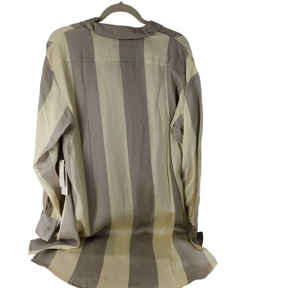 Honor The Gift Women's Striped Button-Up Shirt Dress Grey Casual Long Sleeve Med - Picture 3 of 15
